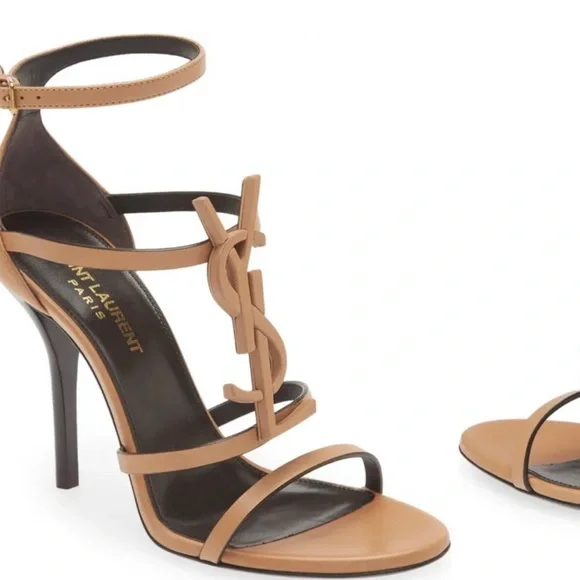Saint Laurent Tan Strappy Heels - Picture 1 of 7